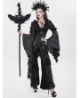 Eva Lady Black Gothic Retro Cross Beaded Chain Feather Scepter