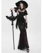 Eva Lady Black Gothic Retro Cross Beaded Chain Feather Scepter