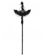 Eva Lady Black Gothic Retro Cross Beaded Chain Feather Scepter