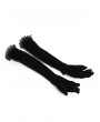Eva Lady Black Gothic Retro Lace Appliqued Velvet Gloves
