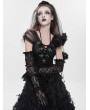 Eva Lady Black Gothic Retro Floral Mesh Sheer Lace Gloves