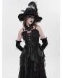 Eva Lady Black Vintage Gothic Lace Trim Ruffle Tassel Corset Top