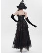 Eva Lady Black Vintage Gothic Lace Trim Ruffle Tassel Corset Top