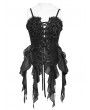 Eva Lady Black Vintage Gothic Lace Trim Ruffle Tassel Corset Top