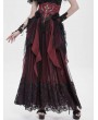 Eva Lady Black and Red Retro Gothic Cross Bat Corset with Tulle Skirt