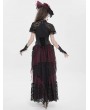 Eva Lady Black and Red Retro Gothic Cross Bat Corset with Tulle Skirt
