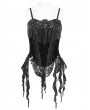 Eva Lady Black Retro Gothic Floral Beaded Tassel Velvet Corset Top