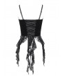 Eva Lady Black Retro Gothic Floral Beaded Tassel Velvet Corset Top