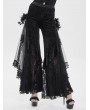Eva Lady Black Vintage Gothic Flower Mesh Velvet Flared Pants for Women