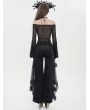 Eva Lady Black Vintage Gothic Flower Mesh Velvet Flared Pants for Women