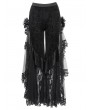Eva Lady Black Vintage Gothic Flower Mesh Velvet Flared Pants for Women