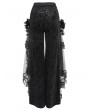Eva Lady Black Vintage Gothic Flower Mesh Velvet Flared Pants for Women