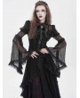 Eva Lady Black Vintage Gothic Flared Long Sleeve Frilly Shirt for Women