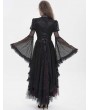Eva Lady Black Vintage Gothic Flared Long Sleeve Frilly Shirt for Women