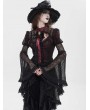 Eva Lady Black and Red Vintage Gothic Flared Long Sleeve Frilly Shirt for Women
