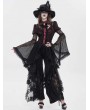 Eva Lady Black and Red Vintage Gothic Flared Long Sleeve Frilly Shirt for Women