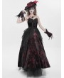 Eva Lady Black and Red Vintage Gothic Sexy Strappy Backless Velvet Long Party Dress