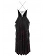 Eva Lady Black and Red Vintage Gothic Sexy Strappy Backless Velvet Long Party Dress