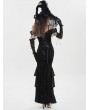 Eva Lady Black Gothic Sexy Off-the-Shoulder Velvet Slit Fishtail Dress