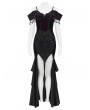 Eva Lady Black and Purple Gothic Sexy Off-the-Shoulder Velvet Slit Fishtail Dress