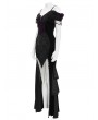 Eva Lady Black and Purple Gothic Sexy Off-the-Shoulder Velvet Slit Fishtail Dress