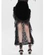 Eva Lady Black Gothic Rose Mesh Velvet High-Low Fishtail Skirt