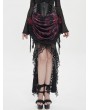 Eva Lady Black and Red Gothic Rose Mesh Velvet High-Low Fishtail Skirt