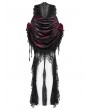 Eva Lady Black and Red Gothic Rose Mesh Velvet High-Low Fishtail Skirt