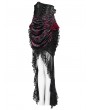 Eva Lady Black and Red Gothic Rose Mesh Velvet High-Low Fishtail Skirt