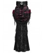 Eva Lady Black and Red Gothic Rose Mesh Velvet High-Low Fishtail Skirt