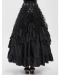 Eva Lady Black Gothic Rose High Waist Layered Ruffle Maxi Skirt