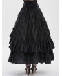 Eva Lady Black Gothic Rose High Waist Layered Ruffle Maxi Skirt