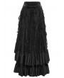 Eva Lady Black Gothic Rose High Waist Layered Ruffle Maxi Skirt