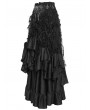 Eva Lady Black Gothic Rose High Waist Layered Ruffle Maxi Skirt