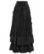 Eva Lady Black Gothic Rose High Waist Layered Ruffle Maxi Skirt