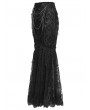 Eva Lady Black Gothic Floral Lace Embroidered Tasseled Fishtail Skirt