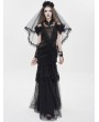Eva Lady Black Gothic Layered Mesh Mermaid Low Back Maxi Dress