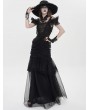 Eva Lady Black Gothic Layered Mesh Mermaid Low Back Maxi Dress