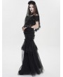 Eva Lady Black Gothic Layered Mesh Mermaid Low Back Maxi Dress