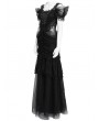 Eva Lady Black Gothic Layered Mesh Mermaid Low Back Maxi Dress