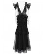 Eva Lady Black Gothic Layered Mesh Mermaid Low Back Maxi Dress