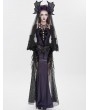 Eva Lady Black and Purple Gothic Leather Mesh Patchwork Fishtail Party Dress