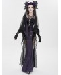 Eva Lady Black and Purple Gothic Leather Mesh Patchwork Fishtail Party Dress