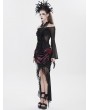 Eva Lady Black Gothic Mesh Halter Long Sleeve Peplum Top for Women