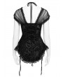 Eva Lady Black Gothic Sexy Mesh Ruched Ruffle Halter Strap Shirt for Women