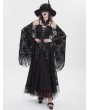 Eva Lady Black Gothic Floral Lace Tassel Open Front Shawl for Women