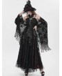 Eva Lady Black Gothic Floral Lace Tassel Open Front Shawl for Women