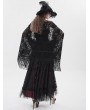 Eva Lady Black Gothic Floral Lace Tassel Open Front Shawl for Women