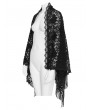 Eva Lady Black Gothic Floral Lace Tassel Open Front Shawl for Women