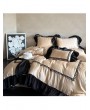 Audrey Vintage Black Ruffled Lace Trim Comforter Set